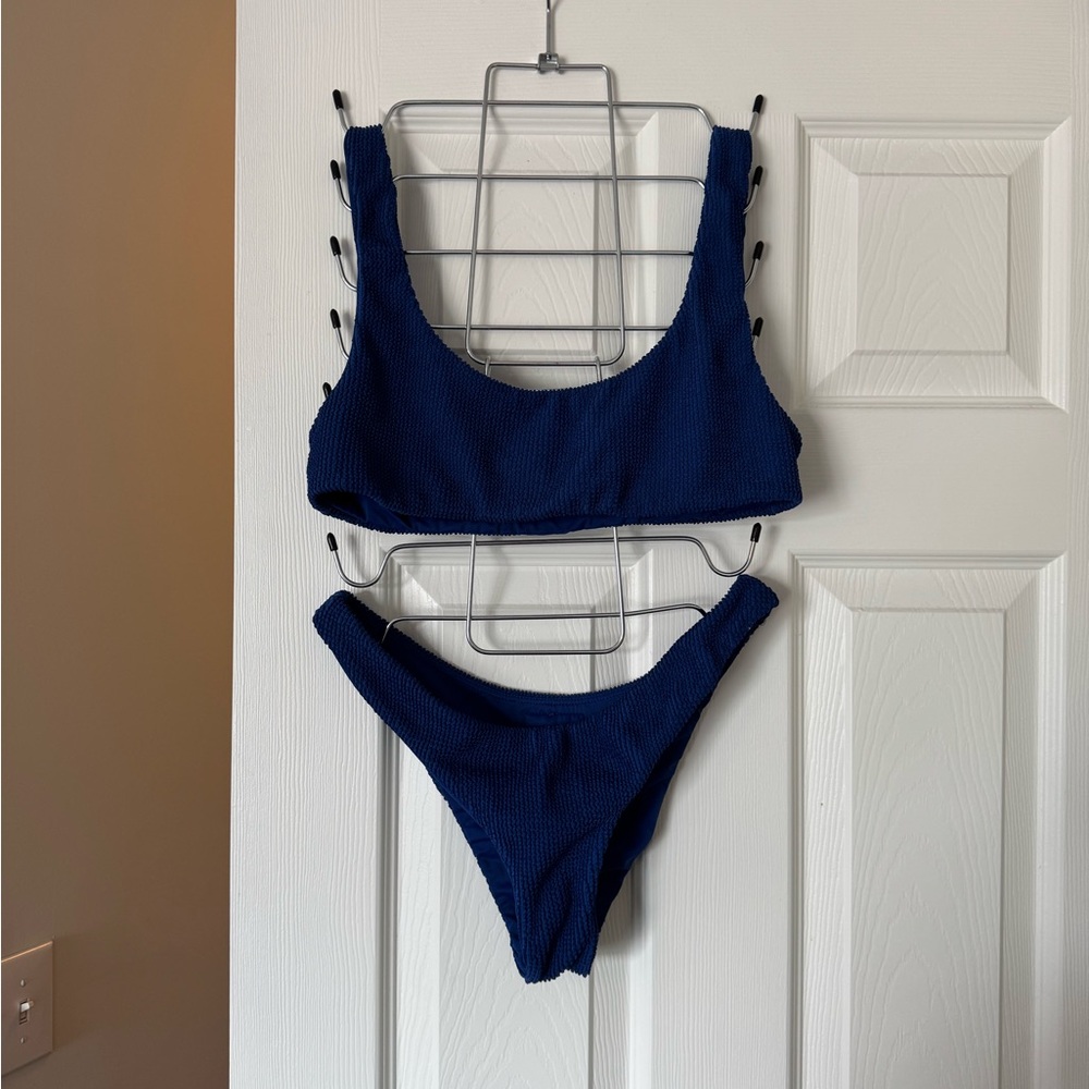 Daily Drills Crinkle Navy Bikini Set